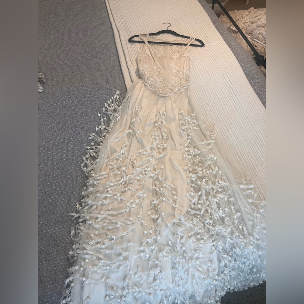 Vintage couture Claire Pettibone wedding dress French silk and beads - Picture 3 of 16